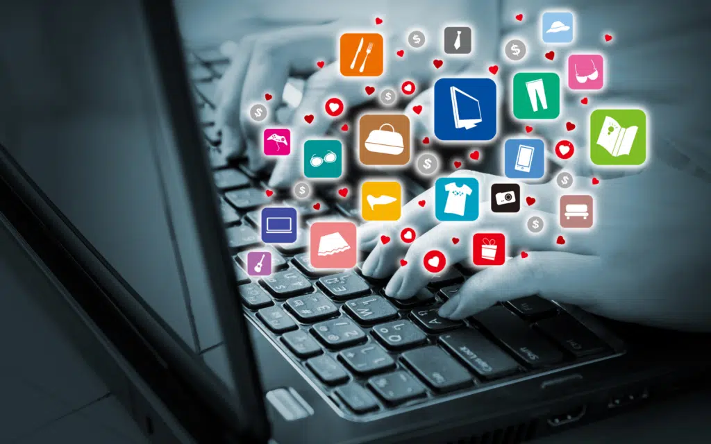 Laptop mit Icons