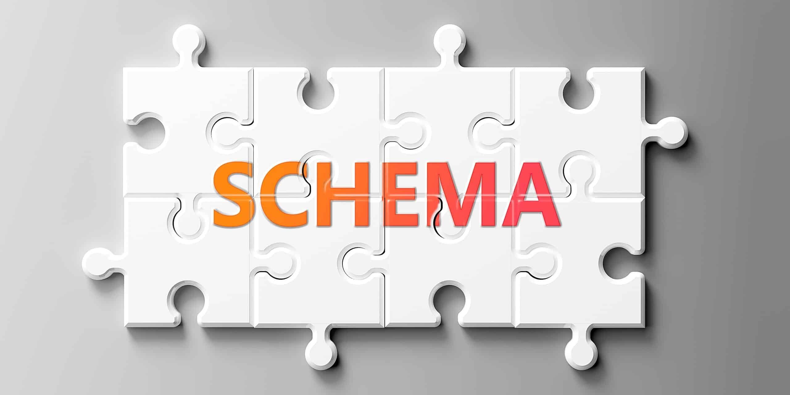 Schema.org: Das Wort "Schema" auf den Puzzle-Teilen